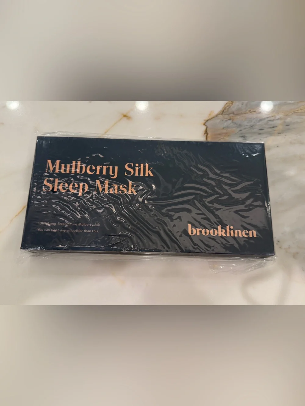 Brooklinen Mulberry Silk Sleep Mask - Navy with Rose Gold